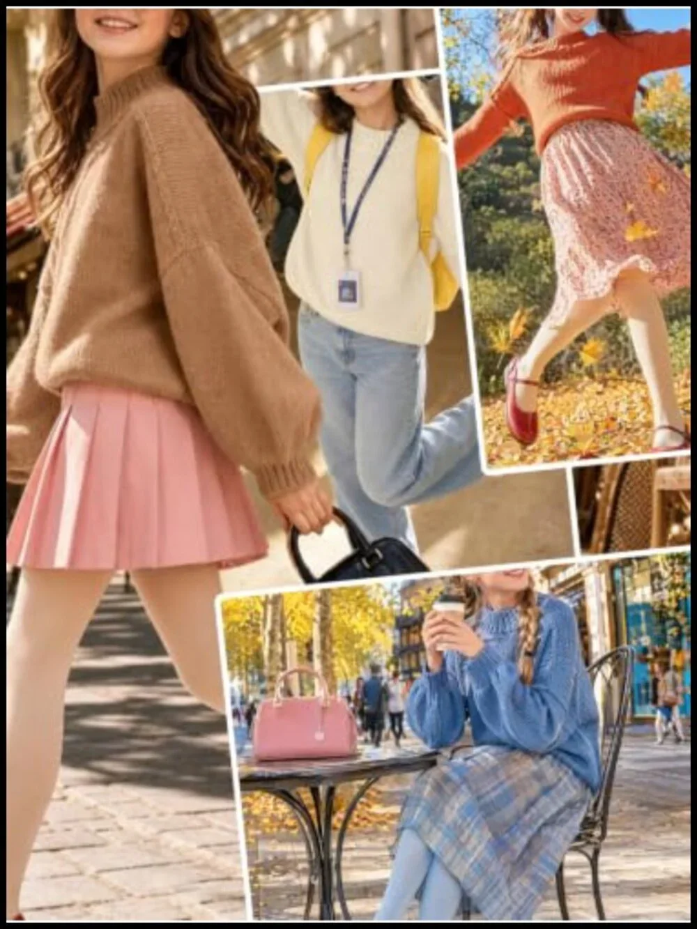 Girls Mock Neck Sweater Batwing Sleeve Loose Fit Knit Pullover